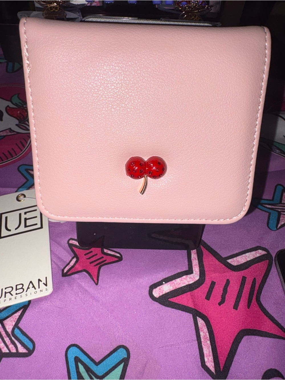 urban pipeline Pink Wallet with Red Cherry Accent